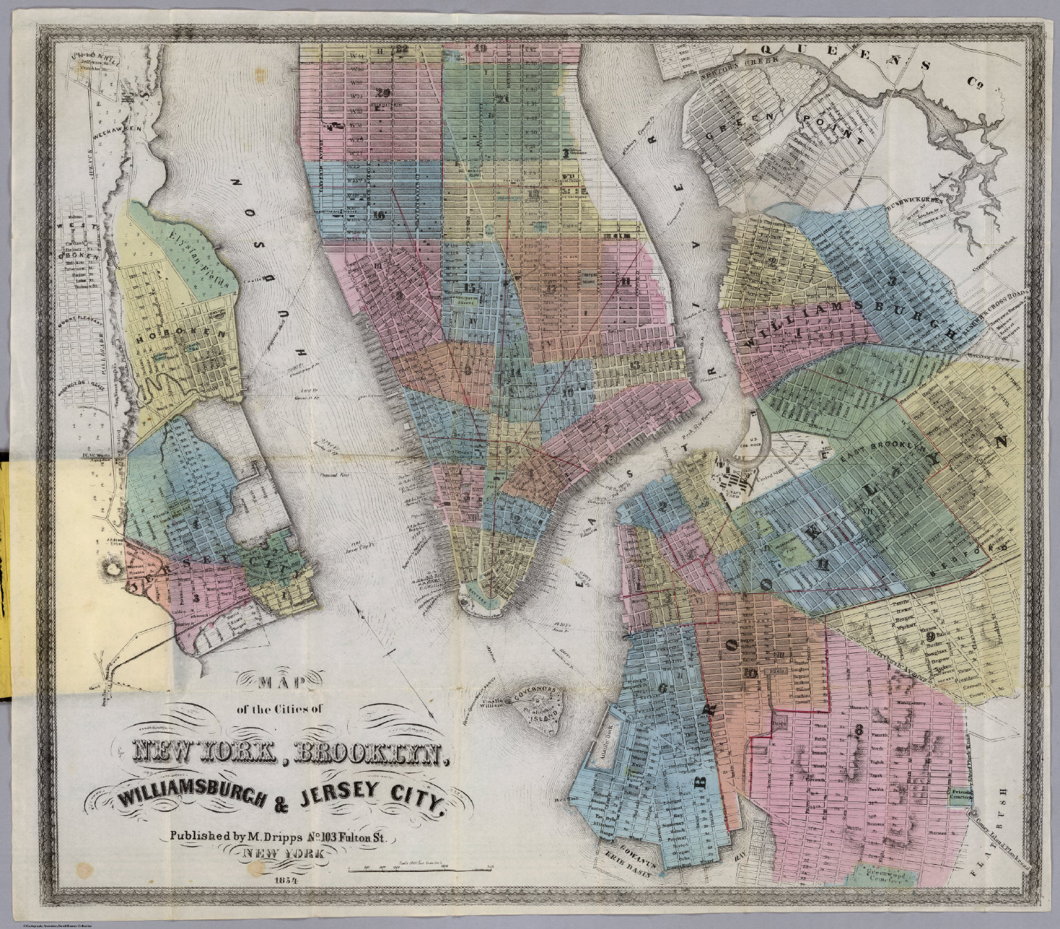 Dripps: Map of the Cities of New York, Brooklyn, Williamsburgh & Jersey City